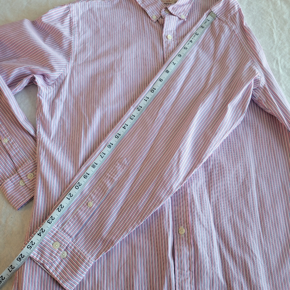 Brooks Brothers Men's Button Up Long Sleeve Shirt Size L Pink Blue Pin Stripes. - Picture 7 of 8